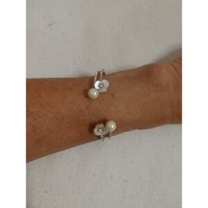 kate spade disco pansy mother of Pearl crystal rose gold bracelet double‎ cuff